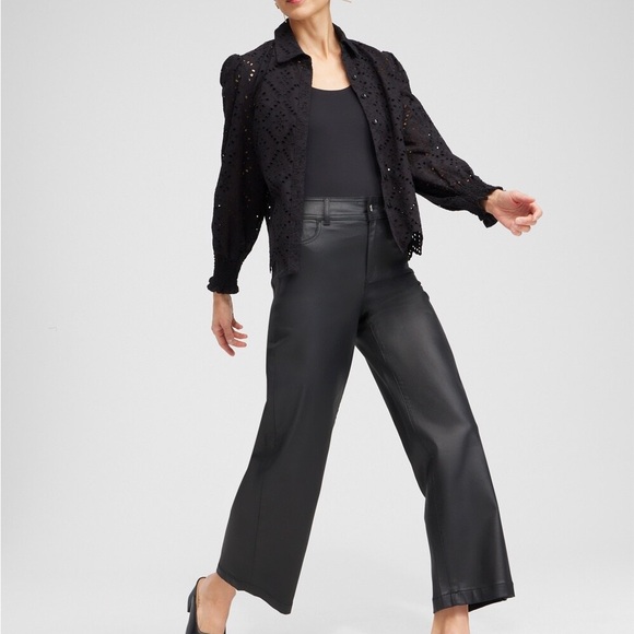 Coated Wide Leg Cropped Denim - Picture 2 of 4